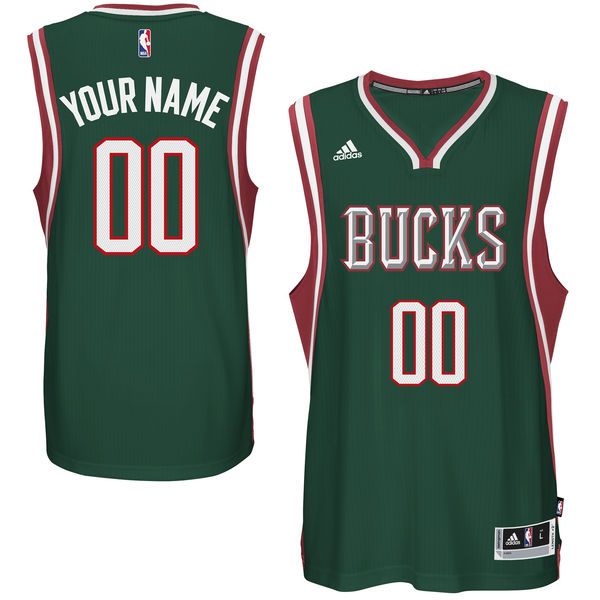 Men Milwaukee Bucks Adidas Green Custom Swingman Road NBA Jersey